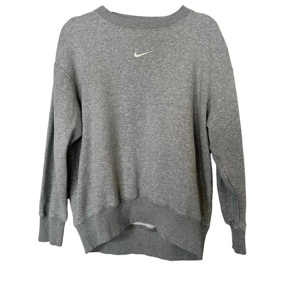 Nike Sweatshirt Womens XS Gray Phoenix Crewneck Fleece Oversized Center Swoosh - Picture 3 of 6